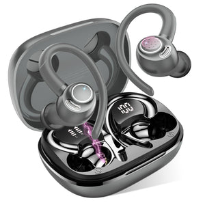 Jesebang Ecouteurs Bluetooth sans Fil Sport, 2024 Écouteur Bluetooth 5.3 HiFi Stéréo, Ecouteurs sans Fil avec ENC Mic, Oreillette Bluetooth Running IP7 Étanche, 40H Casque Bluetooth Écran LED, Noir - fitnessterapy