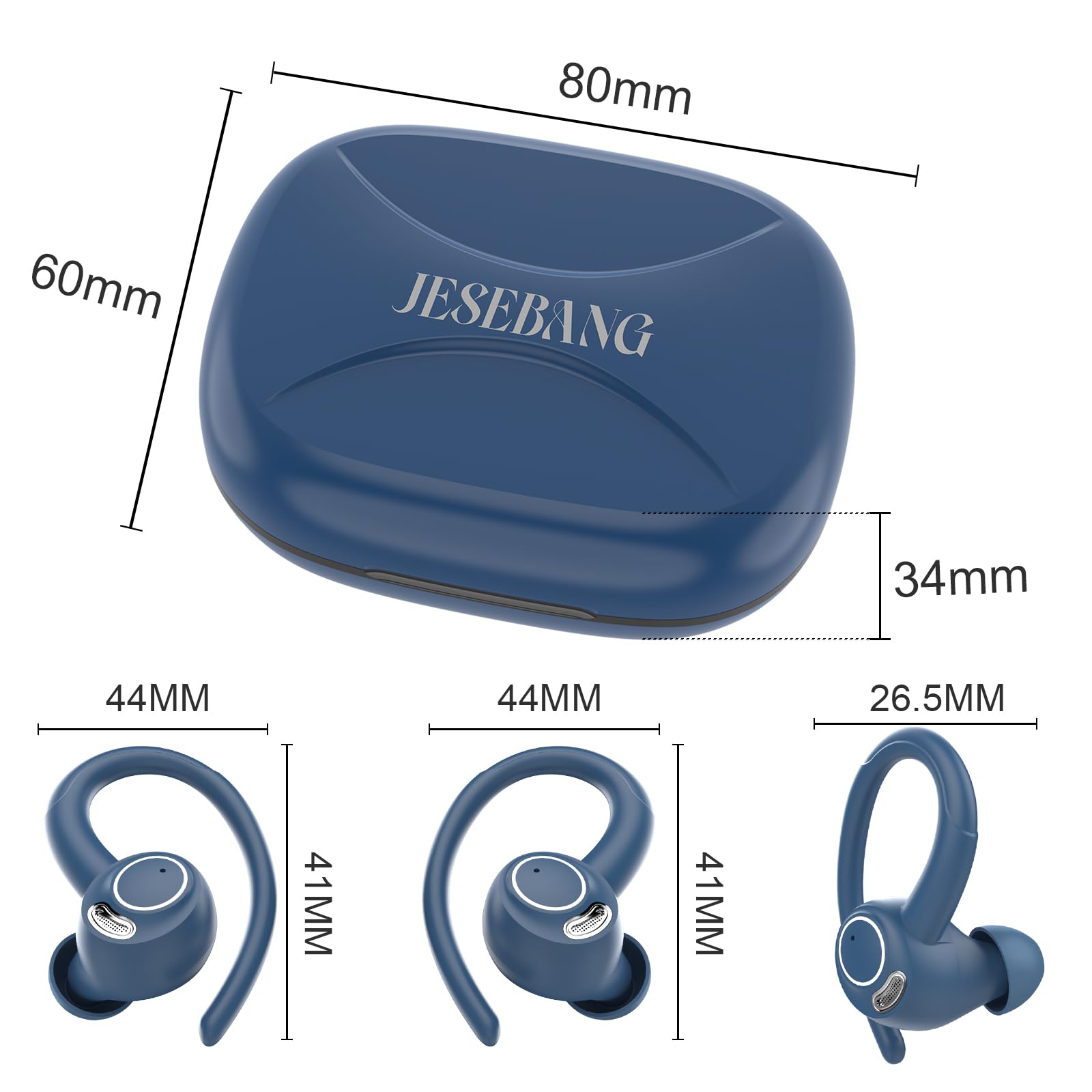 Jesebang Ecouteurs Bluetooth sans Fil Sport, 2024 Écouteur Bluetooth 5.3 HiFi Stéréo, Ecouteurs sans Fil avec ENC Mic, Oreillette Bluetooth Running IP7 Étanche, 40H Casque Bluetooth Écran LED, Noir - fitnessterapy