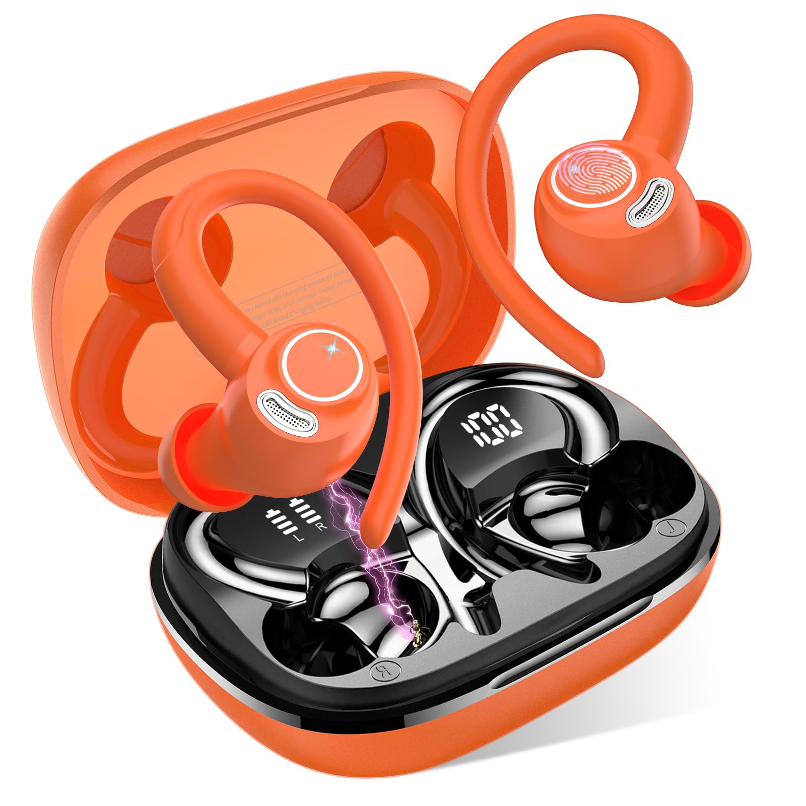 Jesebang Ecouteurs Bluetooth sans Fil Sport, 2024 Écouteur Bluetooth 5.3 HiFi Stéréo, Ecouteurs sans Fil avec ENC Mic, Oreillette Bluetooth Running IP7 Étanche, 40H Casque Bluetooth Écran LED, Noir - fitnessterapy