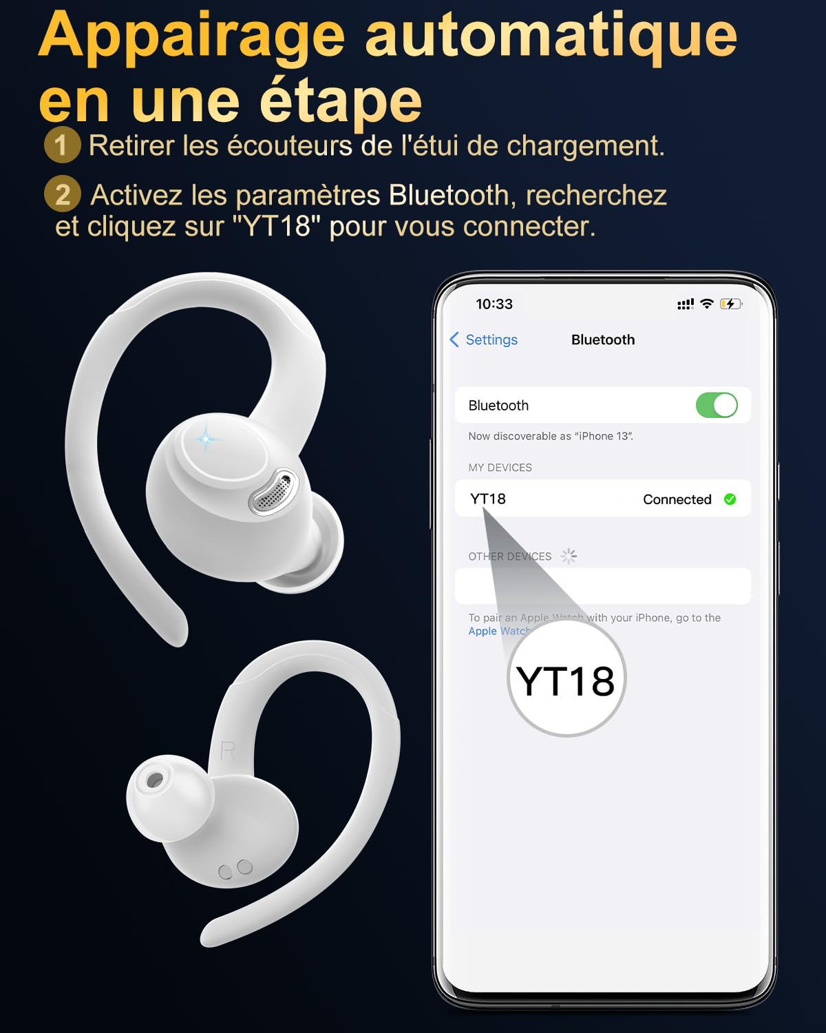 Jesebang Ecouteurs Bluetooth sans Fil Sport, 2024 Écouteur Bluetooth 5.3 HiFi Stéréo, Ecouteurs sans Fil avec ENC Mic, Oreillette Bluetooth Running IP7 Étanche, 40H Casque Bluetooth Écran LED, Noir - fitnessterapy