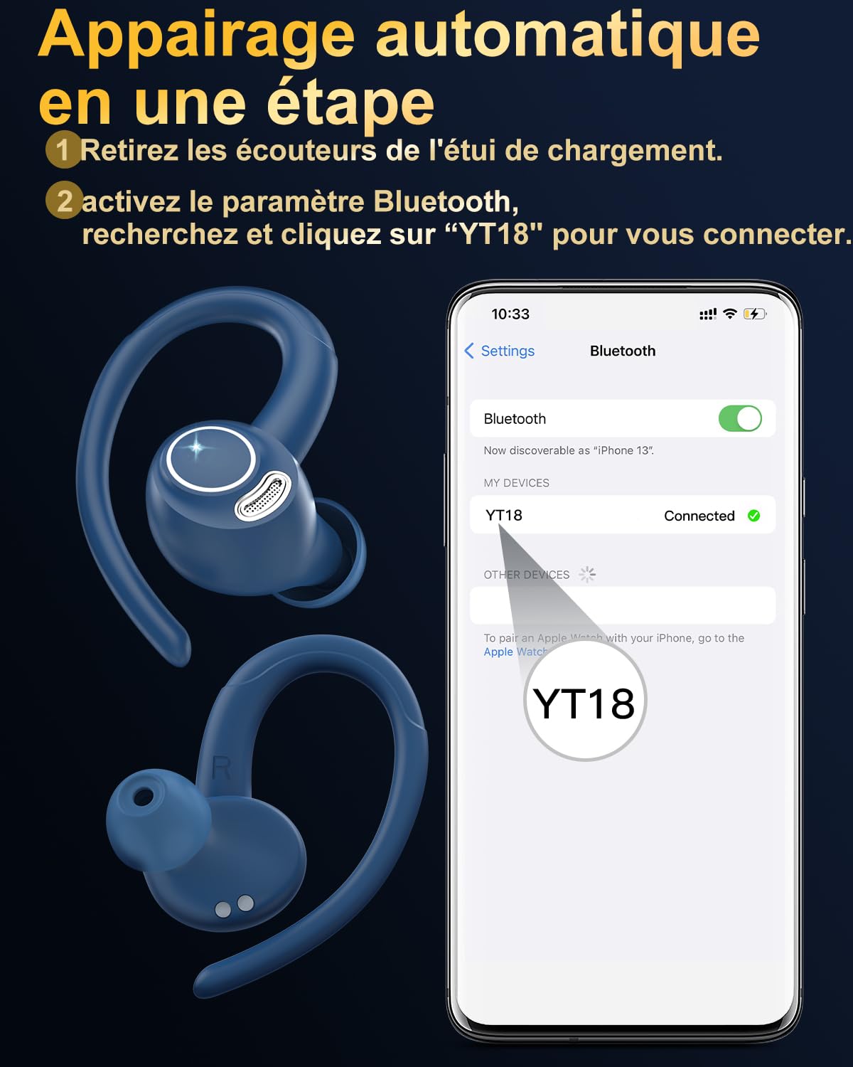 Jesebang Ecouteurs Bluetooth sans Fil Sport, 2024 Écouteur Bluetooth 5.3 HiFi Stéréo, Ecouteurs sans Fil avec ENC Mic, Oreillette Bluetooth Running IP7 Étanche, 40H Casque Bluetooth Écran LED, Noir - fitnessterapy