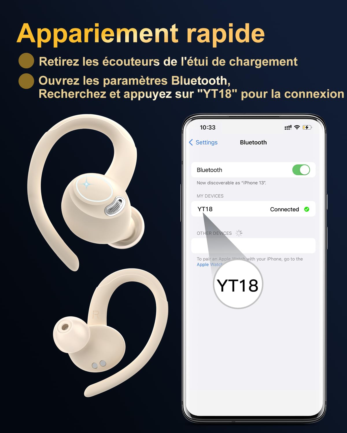Jesebang Ecouteurs Bluetooth sans Fil Sport, 2024 Écouteur Bluetooth 5.3 HiFi Stéréo, Ecouteurs sans Fil avec ENC Mic, Oreillette Bluetooth Running IP7 Étanche, 40H Casque Bluetooth Écran LED, Noir - fitnessterapy