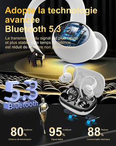 Jesebang Ecouteurs Bluetooth sans Fil Sport, 2024 Écouteur Bluetooth 5.3 HiFi Stéréo, Ecouteurs sans Fil avec ENC Mic, Oreillette Bluetooth Running IP7 Étanche, 40H Casque Bluetooth Écran LED, Noir - fitnessterapy