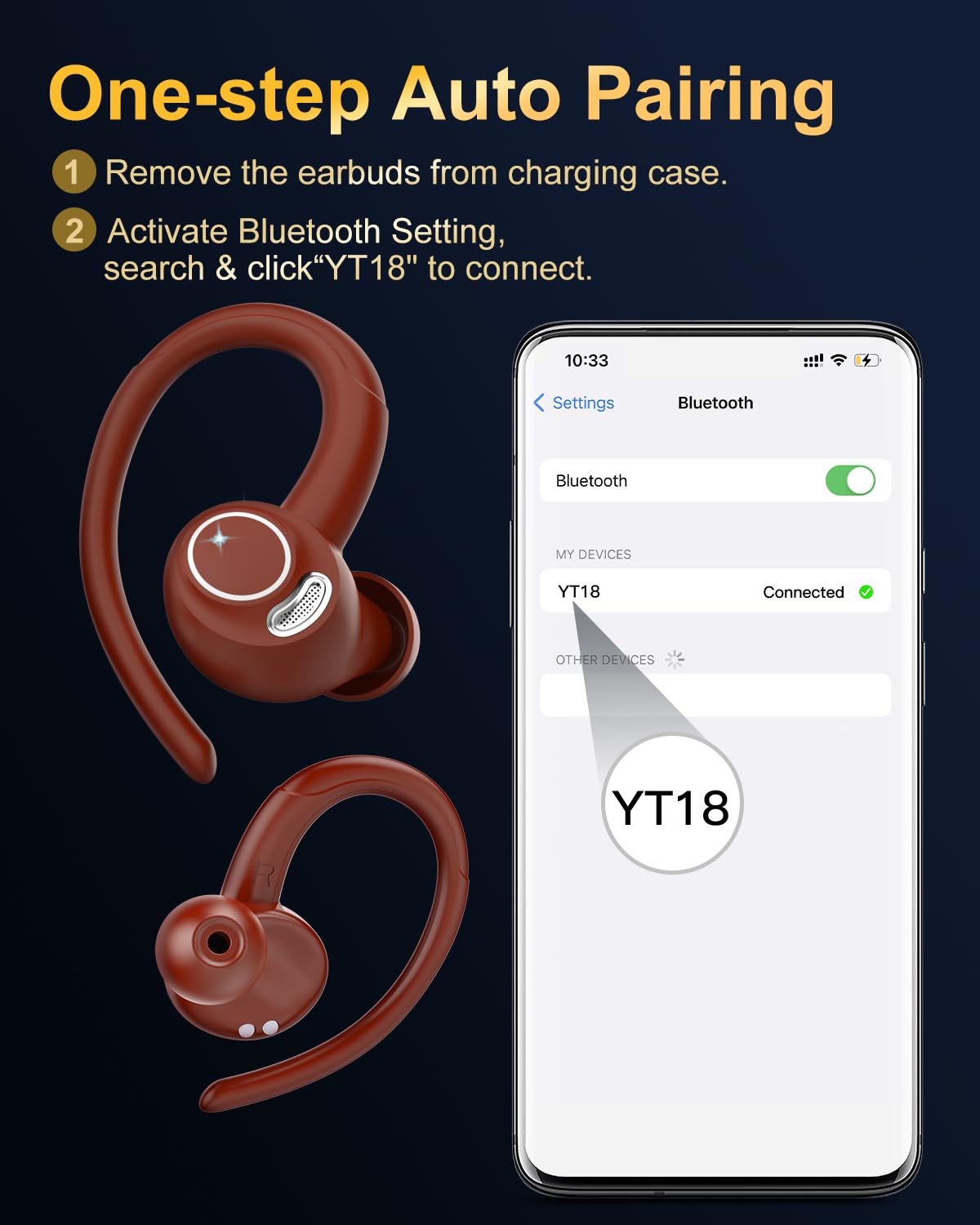 Jesebang Ecouteurs Bluetooth sans Fil Sport, 2024 Écouteur Bluetooth 5.3 HiFi Stéréo, Ecouteurs sans Fil avec ENC Mic, Oreillette Bluetooth Running IP7 Étanche, 40H Casque Bluetooth Écran LED, Noir - fitnessterapy