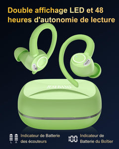 Jesebang Ecouteurs Bluetooth sans Fil Sport, 2024 Écouteur Bluetooth 5.3 HiFi Stéréo, Ecouteurs sans Fil avec ENC Mic, Oreillette Bluetooth Running IP7 Étanche, 40H Casque Bluetooth Écran LED, Noir - fitnessterapy