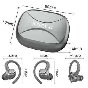 Jesebang Ecouteurs Bluetooth sans Fil Sport, 2024 Écouteur Bluetooth 5.3 HiFi Stéréo, Ecouteurs sans Fil avec ENC Mic, Oreillette Bluetooth Running IP7 Étanche, 40H Casque Bluetooth Écran LED, Noir - fitnessterapy