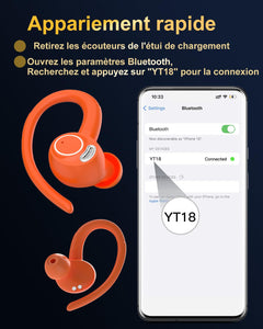 Jesebang Ecouteurs Bluetooth sans Fil Sport, 2024 Écouteur Bluetooth 5.3 HiFi Stéréo, Ecouteurs sans Fil avec ENC Mic, Oreillette Bluetooth Running IP7 Étanche, 40H Casque Bluetooth Écran LED, Noir - fitnessterapy