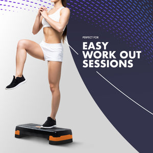 KAYMAN Stepper d'exercice – Stepper de fitness pour la maison et la salle de sport, adapté pour l'aérobic, le cardio, les poids, le yoga, l'entraînement DVD – 2 niveaux de hauteur réglables (10,15 cm) - fitnessterapy
