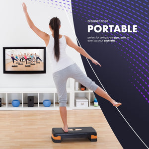 KAYMAN Stepper d'exercice – Stepper de fitness pour la maison et la salle de sport, adapté pour l'aérobic, le cardio, les poids, le yoga, l'entraînement DVD – 2 niveaux de hauteur réglables (10,15 cm) - fitnessterapy