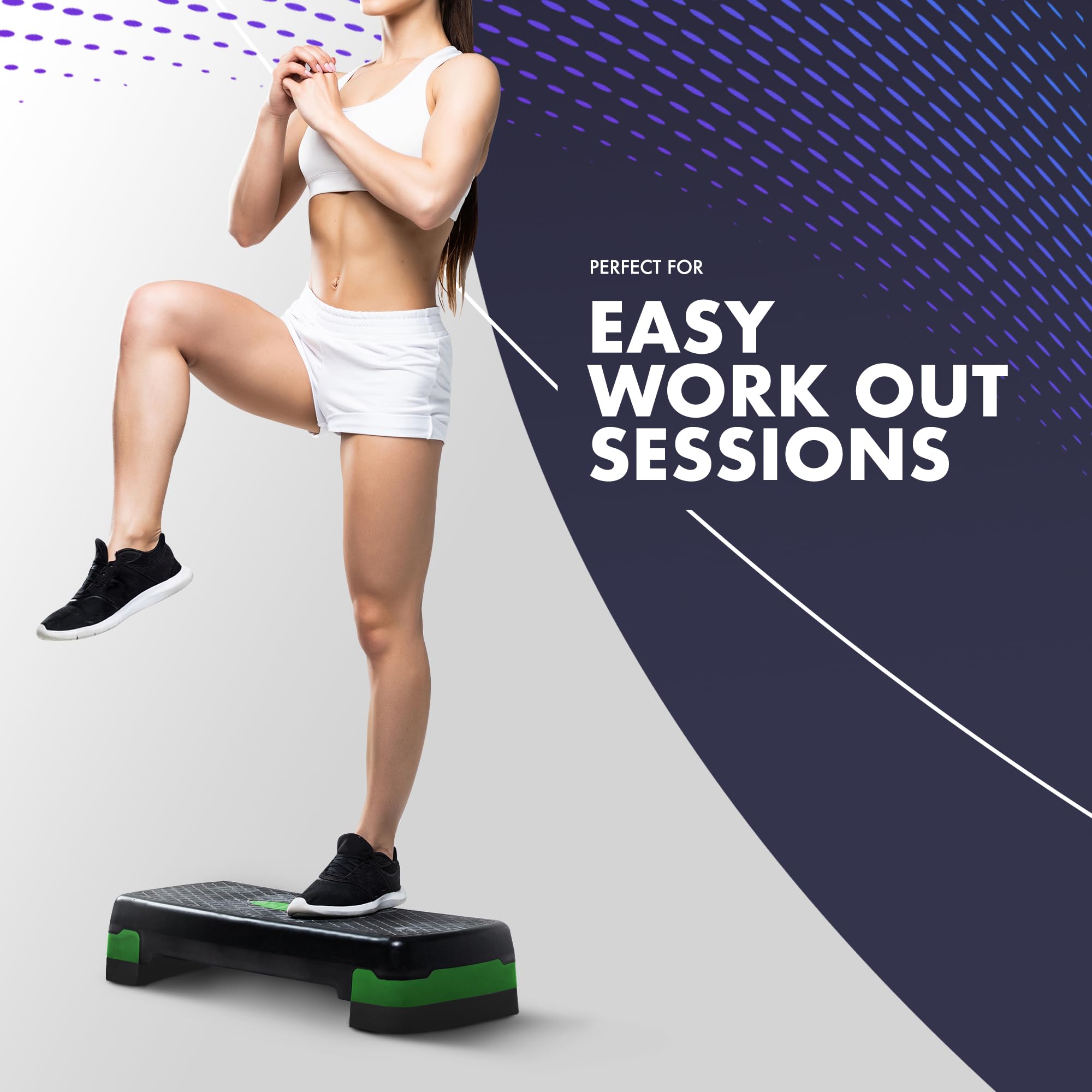 KAYMAN Stepper d'exercice – Stepper de fitness pour la maison et la salle de sport, adapté pour l'aérobic, le cardio, les poids, le yoga, l'entraînement DVD – 2 niveaux de hauteur réglables (10,15 cm) - fitnessterapy