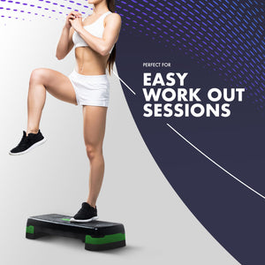 KAYMAN Stepper d'exercice – Stepper de fitness pour la maison et la salle de sport, adapté pour l'aérobic, le cardio, les poids, le yoga, l'entraînement DVD – 2 niveaux de hauteur réglables (10,15 cm) - fitnessterapy