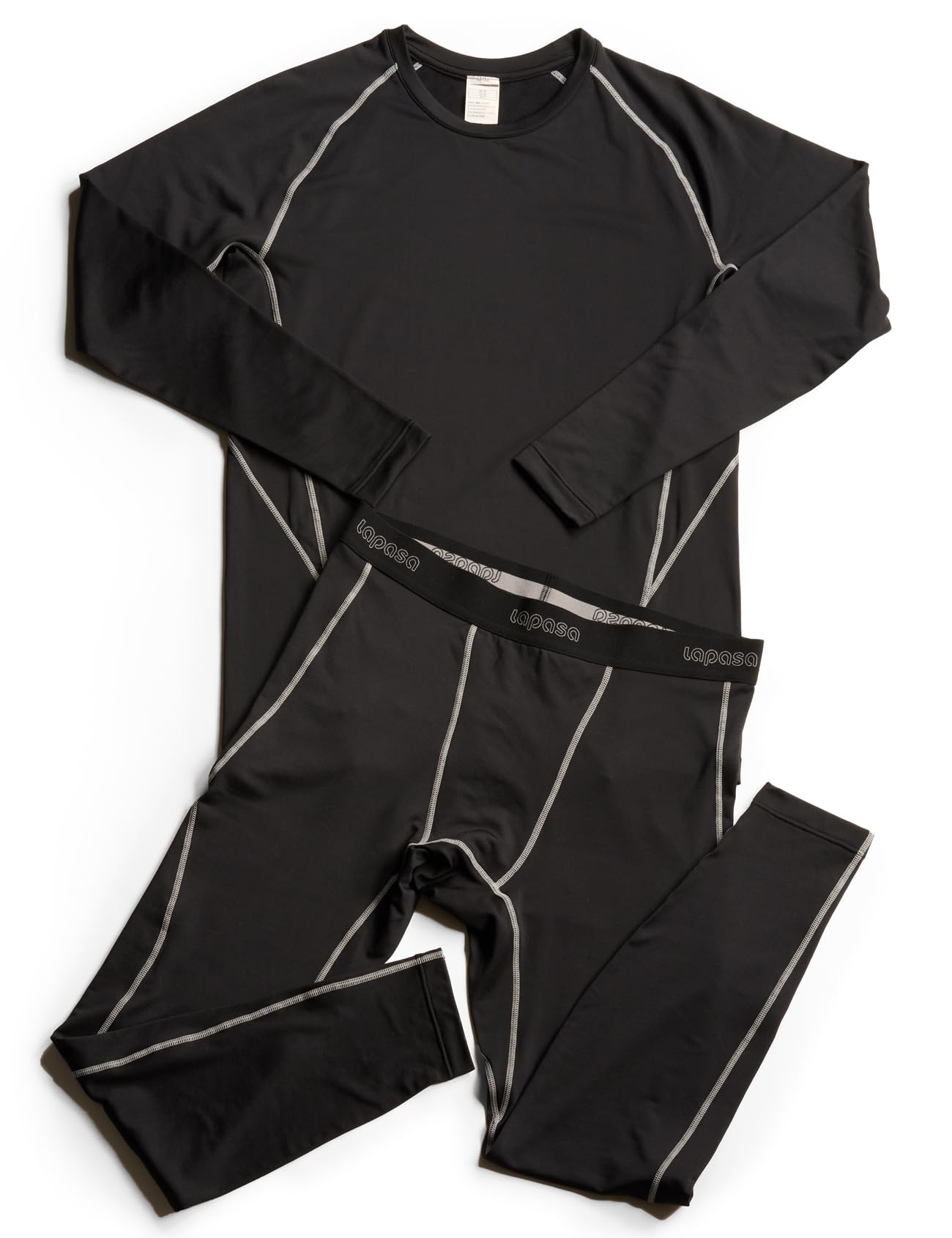 LAPASA Ensemble de sous - Vêtements Thermiques Homme Haut Manches Longues et Pantalon Sports & Activités Extérieures M53 - fitnessterapy