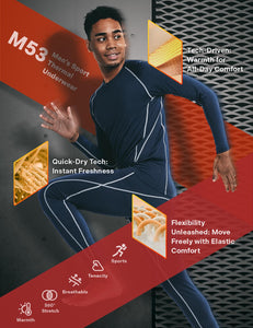LAPASA Ensemble de sous - Vêtements Thermiques Homme Haut Manches Longues et Pantalon Sports & Activités Extérieures M53 - fitnessterapy
