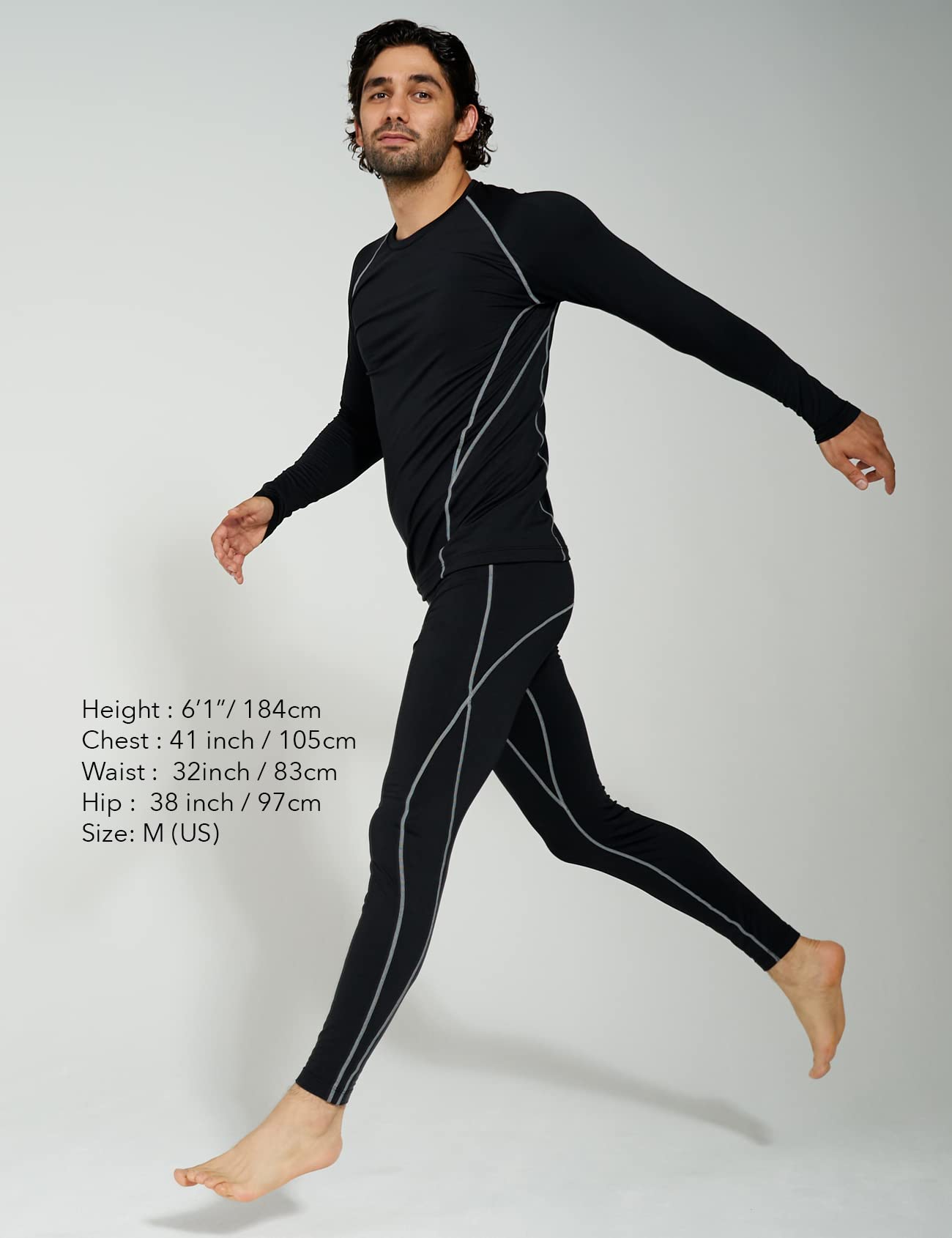 LAPASA Ensemble de sous - Vêtements Thermiques Homme Haut Manches Longues et Pantalon Sports & Activités Extérieures M53 - fitnessterapy