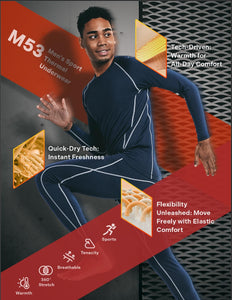 LAPASA Ensemble de sous - Vêtements Thermiques Homme Haut Manches Longues et Pantalon Sports & Activités Extérieures M53 - fitnessterapy