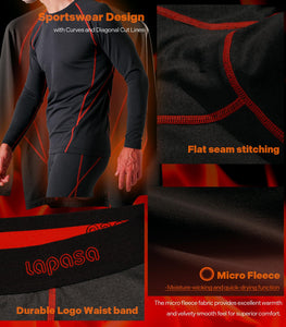 LAPASA Ensemble de sous - Vêtements Thermiques Homme Haut Manches Longues et Pantalon Sports & Activités Extérieures M53 - fitnessterapy