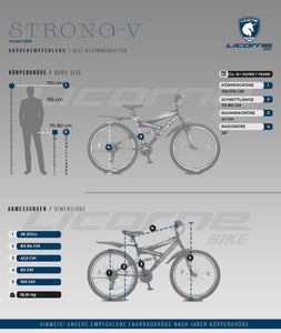Licorne Bike VTT en V de qualité supérieure de 24 et 26 pouces - Vélo pour garçons, filles, femmes et hommes - 21 vitesses - Suspension complète - fitnessterapy