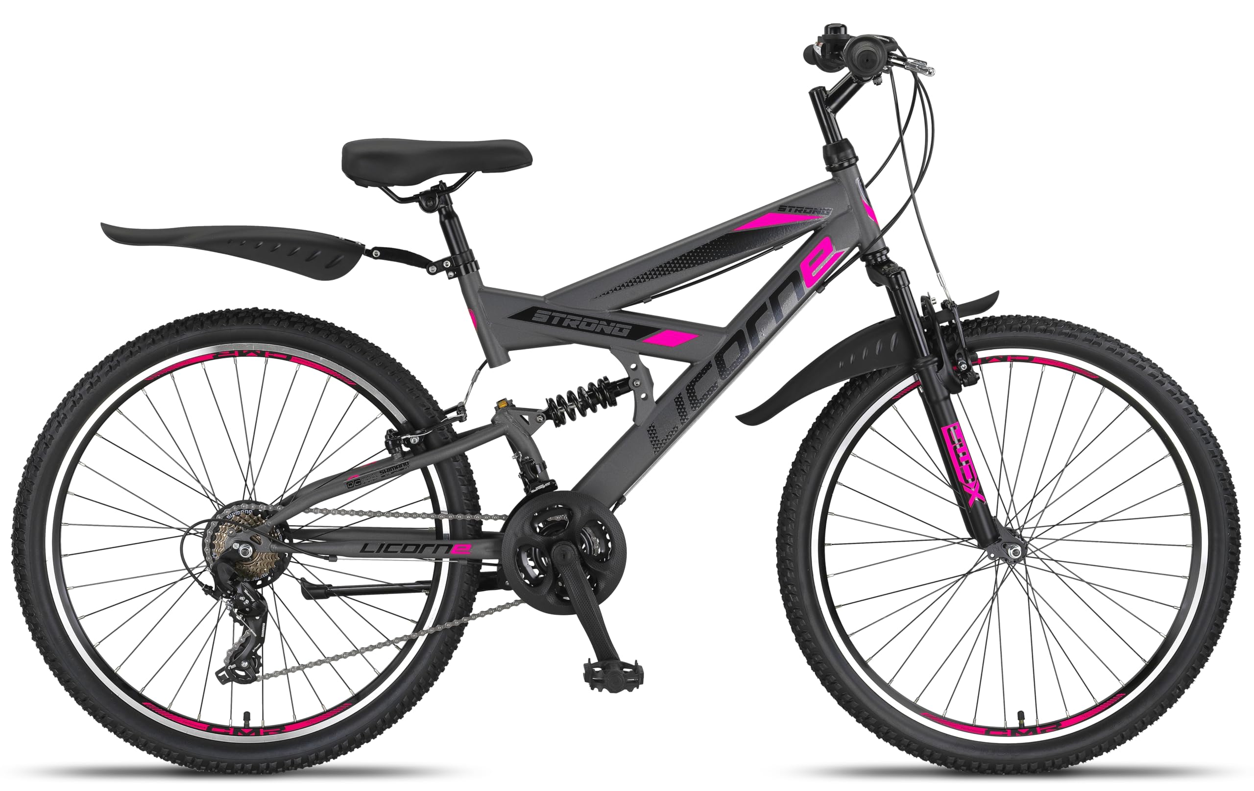 Licorne Bike VTT en V de qualité supérieure de 24 et 26 pouces - Vélo pour garçons, filles, femmes et hommes - 21 vitesses - Suspension complète - fitnessterapy