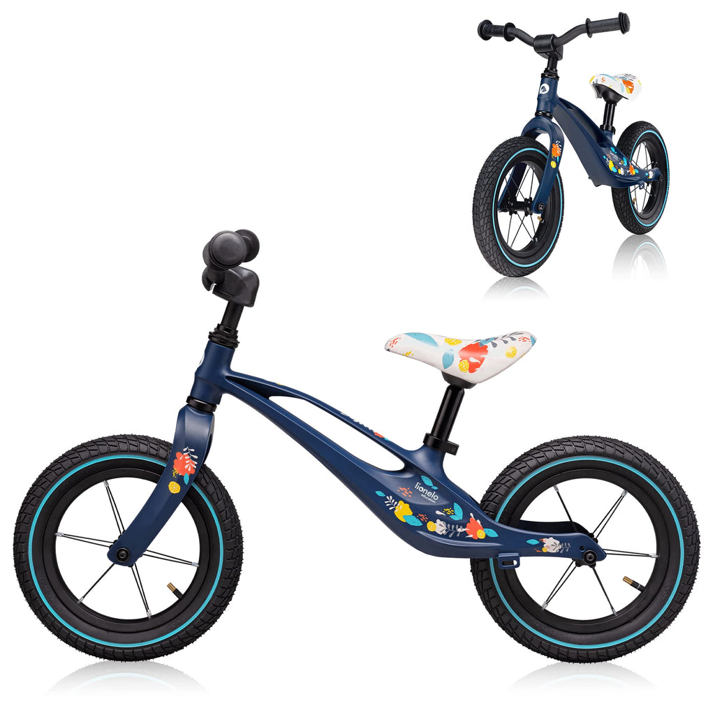lionelo Bart Air Draisienne Vélo d'équilibre Cadre léger sans soudures, de 2 Ans jusqu'à 30 kg Roues gonflées Guidon et Selles réglables en Hauteur Poids 3,8 kg (Green Forest) - fitnessterapy
