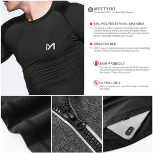 MEETYOO Tee Shirt Compression Homme, Legging Sport Short Fitness T Shirt Manches Courtes Collant Gym Running Vetement pour Jogging Musculation - fitnessterapy