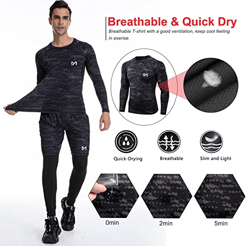 MEETYOO Tee Shirt Compression Homme, Legging Sport Short Fitness T Shirt Manches Courtes Collant Gym Running Vetement pour Jogging Musculation - fitnessterapy