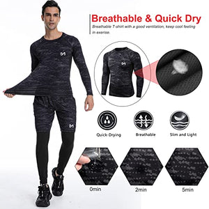 MEETYOO Tee Shirt Compression Homme, Legging Sport Short Fitness T Shirt Manches Courtes Collant Gym Running Vetement pour Jogging Musculation - fitnessterapy