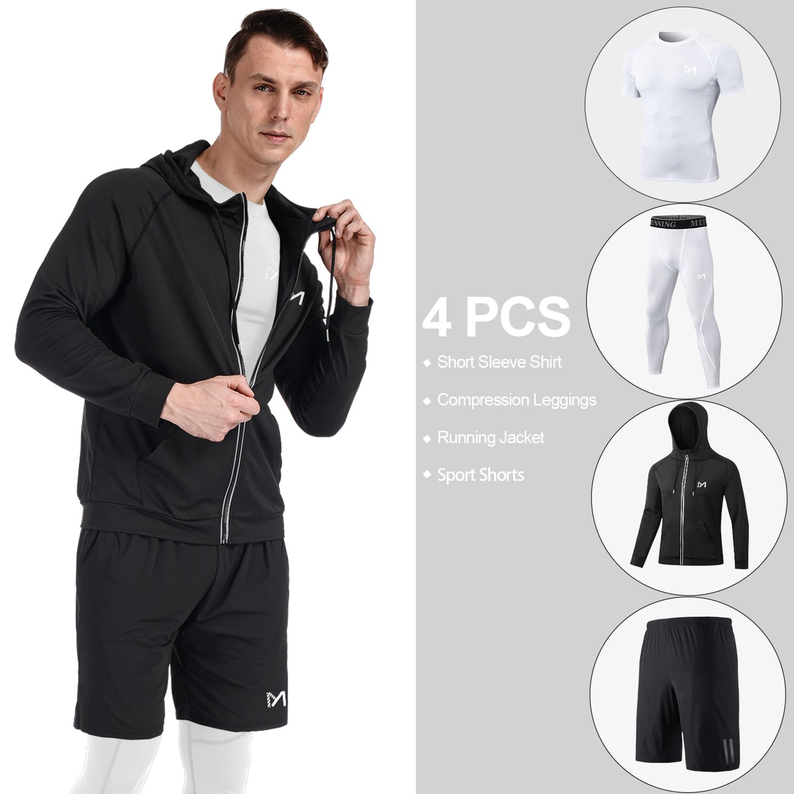 MEETYOO Tee Shirt Compression Homme, Legging Sport Short Fitness T Shirt Manches Courtes Collant Gym Running Vetement pour Jogging Musculation - fitnessterapy