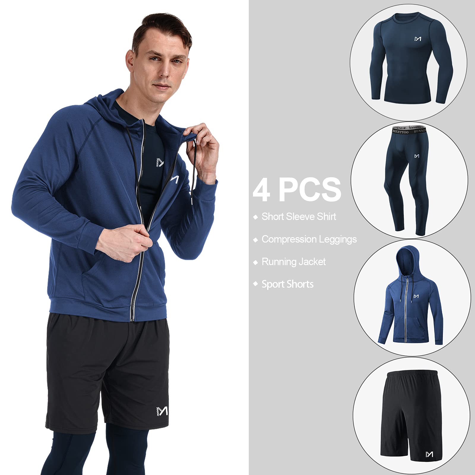 MEETYOO Tee Shirt Compression Homme, Legging Sport Short Fitness T Shirt Manches Courtes Collant Gym Running Vetement pour Jogging Musculation - fitnessterapy
