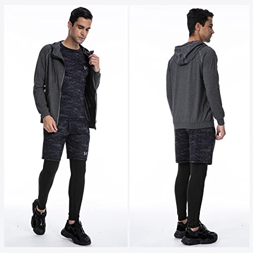 MEETYOO Tee Shirt Compression Homme, Legging Sport Short Fitness T Shirt Manches Courtes Collant Gym Running Vetement pour Jogging Musculation - fitnessterapy