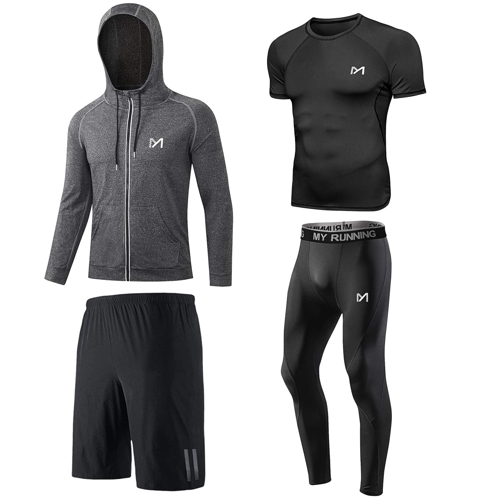 MEETYOO Tee Shirt Compression Homme, Legging Sport Short Fitness T Shirt Manches Courtes Collant Gym Running Vetement pour Jogging Musculation - fitnessterapy