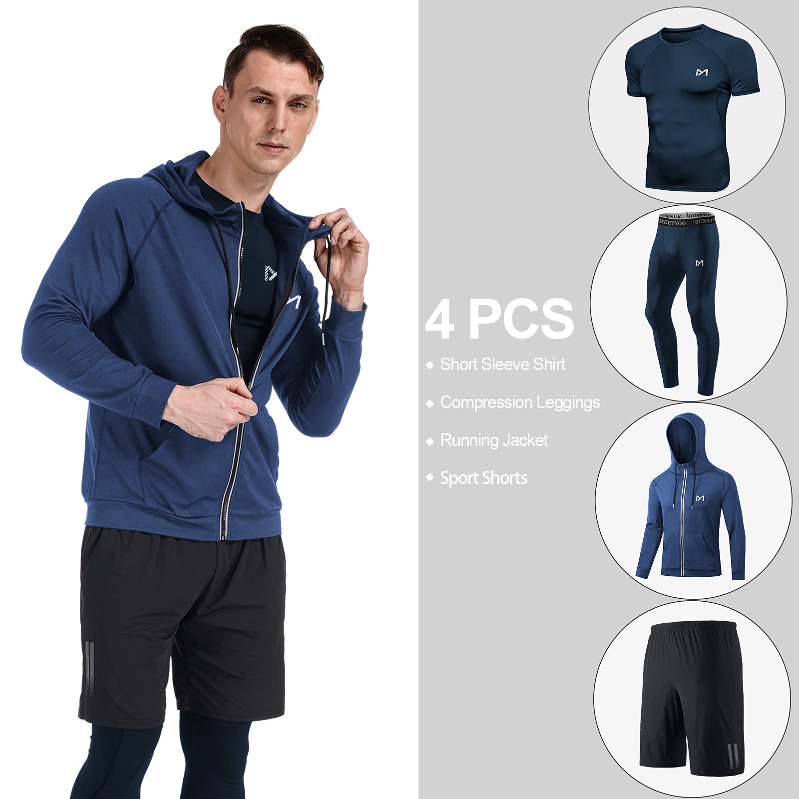 MEETYOO Tee Shirt Compression Homme, Legging Sport Short Fitness T Shirt Manches Courtes Collant Gym Running Vetement pour Jogging Musculation - fitnessterapy
