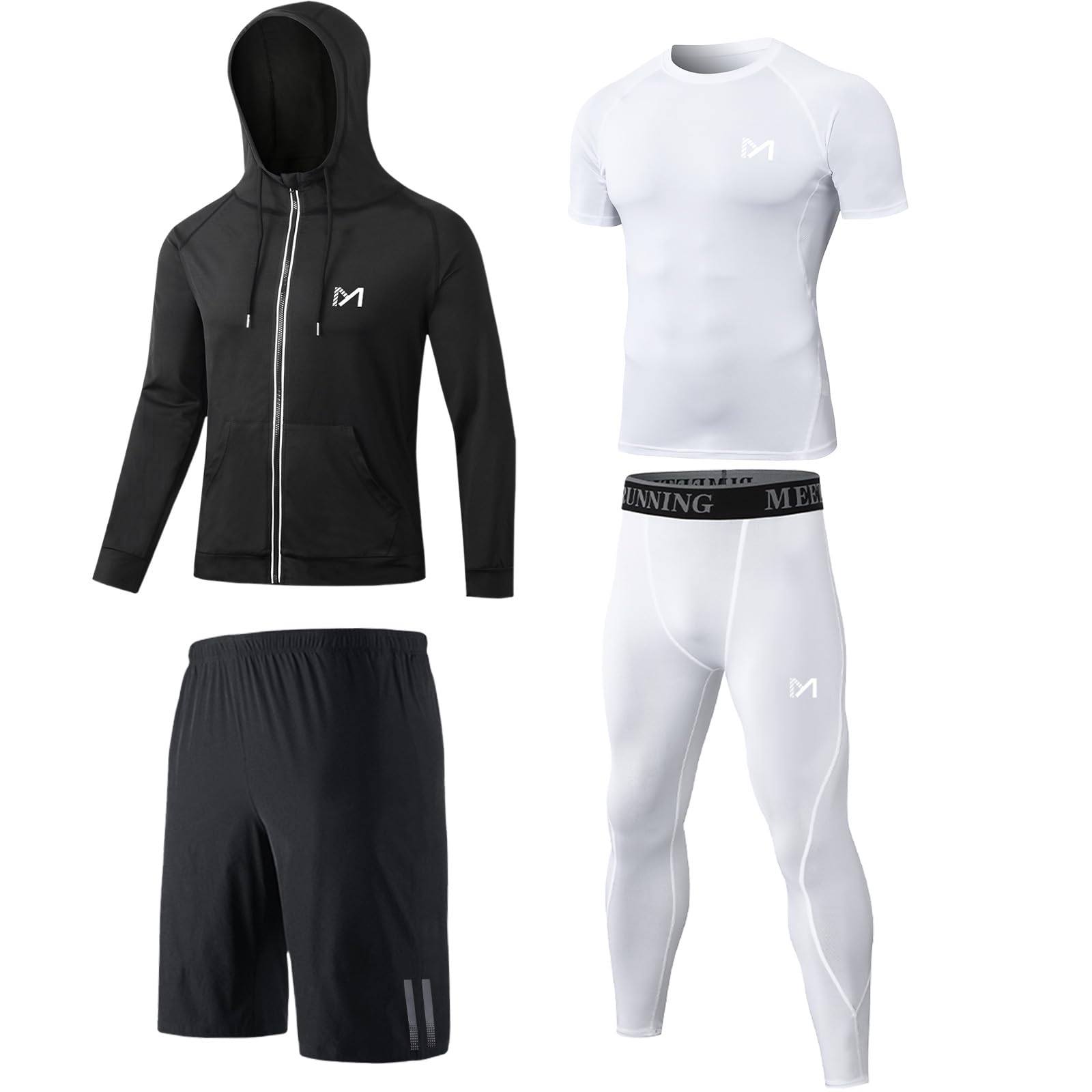 MEETYOO Tee Shirt Compression Homme, Legging Sport Short Fitness T Shirt Manches Courtes Collant Gym Running Vetement pour Jogging Musculation - fitnessterapy