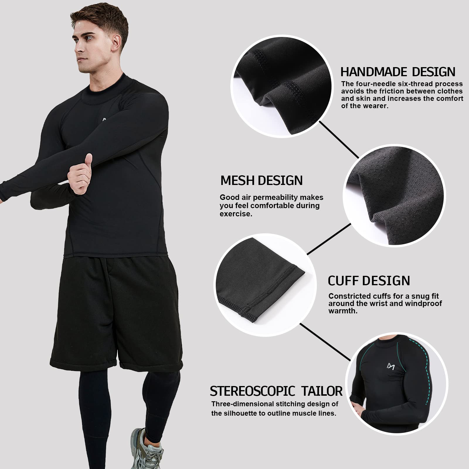 MEETYOO Tee Shirt Compression Homme Manche Longue, Baselayer Maillot Running Vetement Fitness pour Sports Jogging Musculation - fitnessterapy