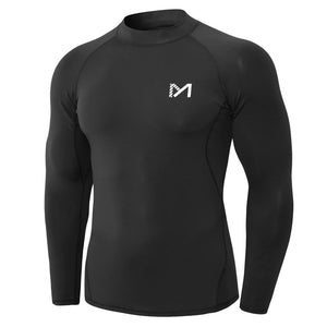 MEETYOO Tee Shirt Compression Homme Manche Longue, Baselayer Maillot Running Vetement Fitness pour Sports Jogging Musculation - fitnessterapy