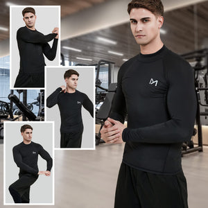 MEETYOO Tee Shirt Compression Homme Manche Longue, Baselayer Maillot Running Vetement Fitness pour Sports Jogging Musculation - fitnessterapy