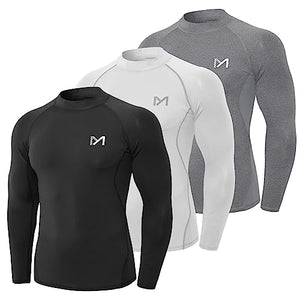 MEETYOO Tee Shirt Compression Homme Manche Longue, Baselayer Maillot Running Vetement Fitness pour Sports Jogging Musculation - fitnessterapy