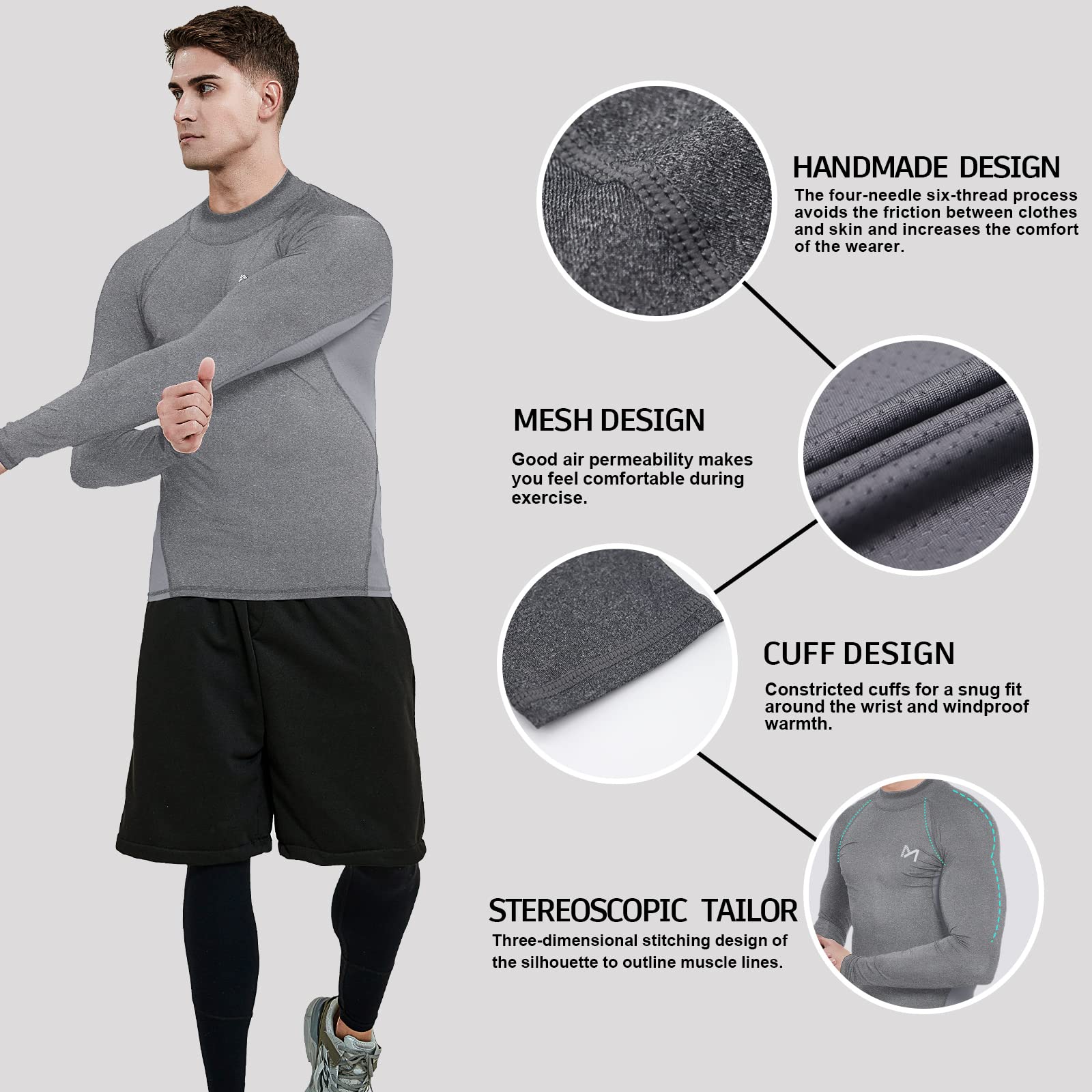 MEETYOO Tee Shirt Compression Homme Manche Longue, Baselayer Maillot Running Vetement Fitness pour Sports Jogging Musculation - fitnessterapy