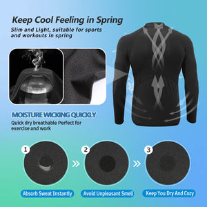 MEETYOO Tee Shirt Compression Homme Manche Longue, Baselayer Maillot Running Vetement Fitness pour Sports Jogging Musculation - fitnessterapy