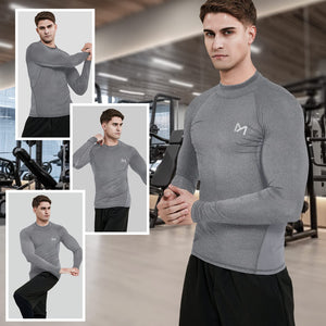 MEETYOO Tee Shirt Compression Homme Manche Longue, Baselayer Maillot Running Vetement Fitness pour Sports Jogging Musculation - fitnessterapy