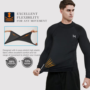 MEETYOO Tee Shirt Compression Homme Manche Longue, Baselayer Maillot Running Vetement Fitness pour Sports Jogging Musculation - fitnessterapy