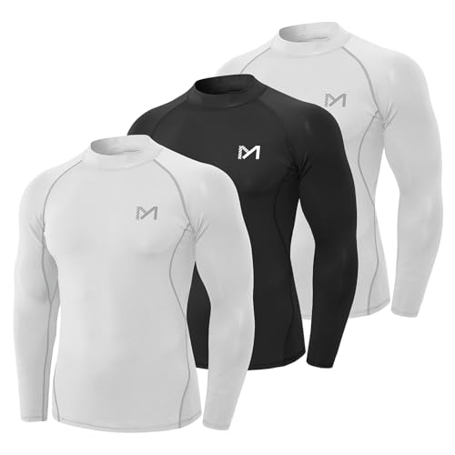 MEETYOO Tee Shirt Compression Homme Manche Longue, Baselayer Maillot Running Vetement Fitness pour Sports Jogging Musculation - fitnessterapy
