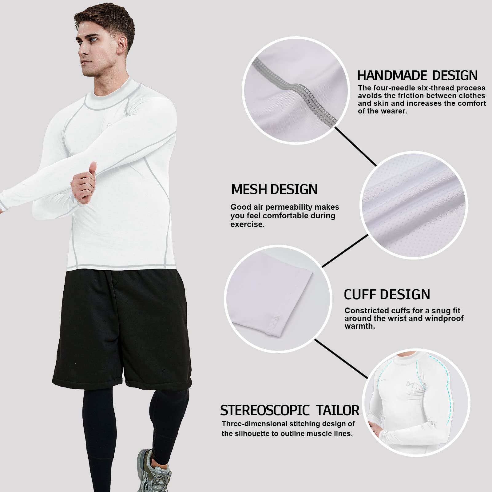 MEETYOO Tee Shirt Compression Homme Manche Longue, Baselayer Maillot Running Vetement Fitness pour Sports Jogging Musculation - fitnessterapy