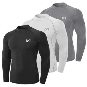 MEETYOO Tee Shirt Compression Homme Manche Longue, Baselayer Maillot Running Vetement Fitness pour Sports Jogging Musculation - fitnessterapy