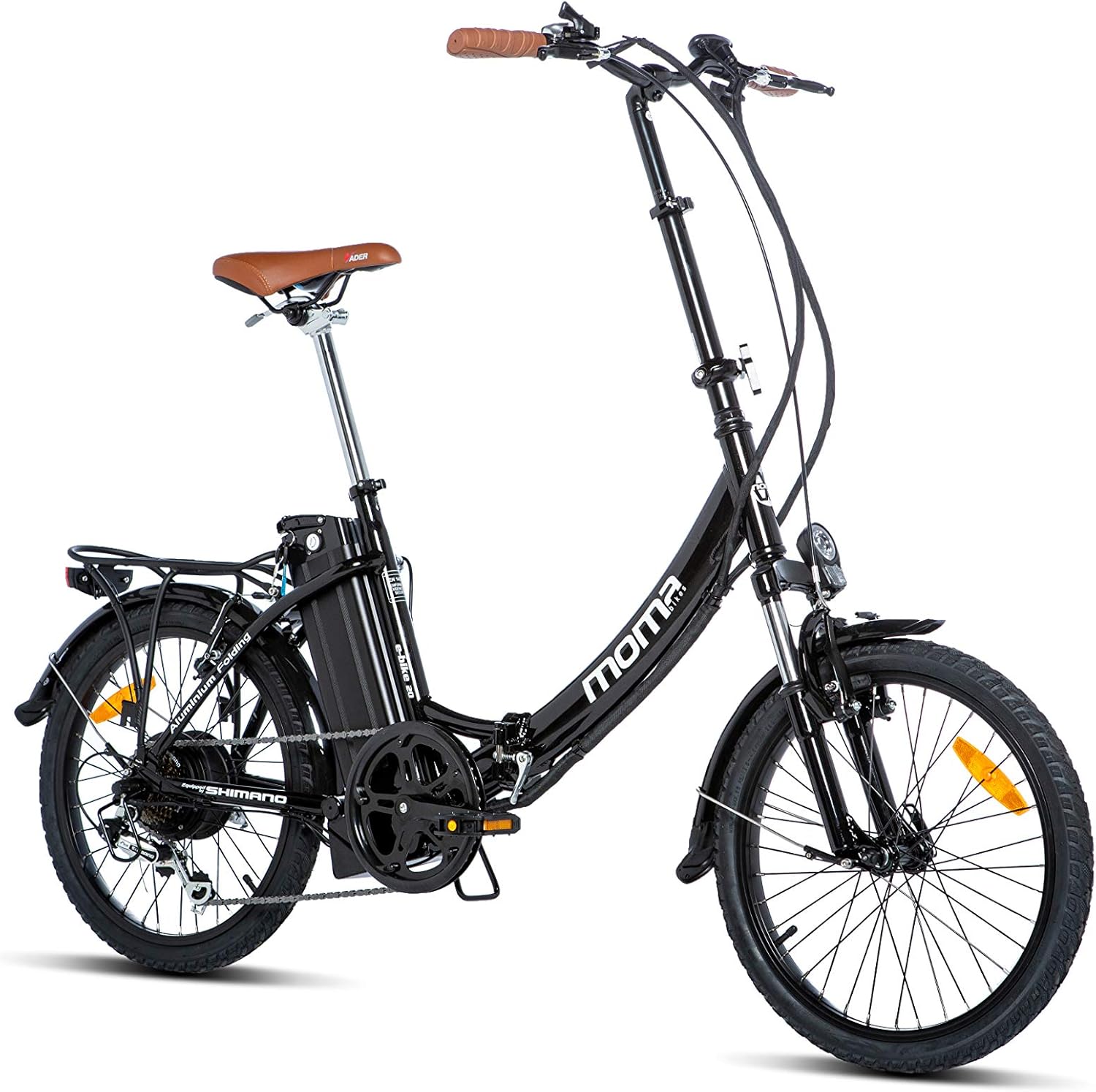 moma bikes Vélo Electrique VAE Pliant De Ville, E - 20.2", Aluminium, Shimano 7V, Bat. ION Lithium 36V 16Ah - fitnessterapy