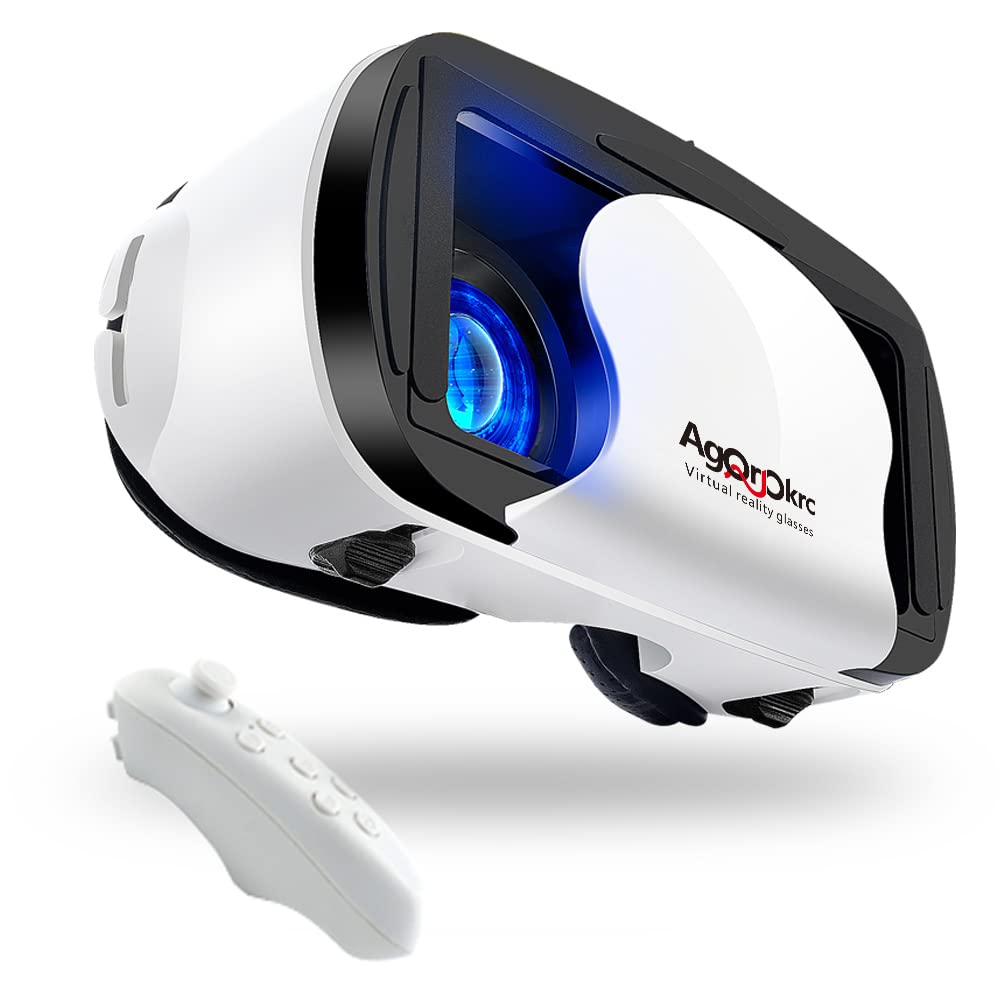 MUTNITT Casque VR, Casque Réalité 3D Virtuelle, Qualité d'image 2K HD & Lumière Anti - Bleue - Casque de Réalité Virtuelle pour Jeux et Films,Casque VR Compatible avec Android & iOS Phone - Blanc - fitnessterapy