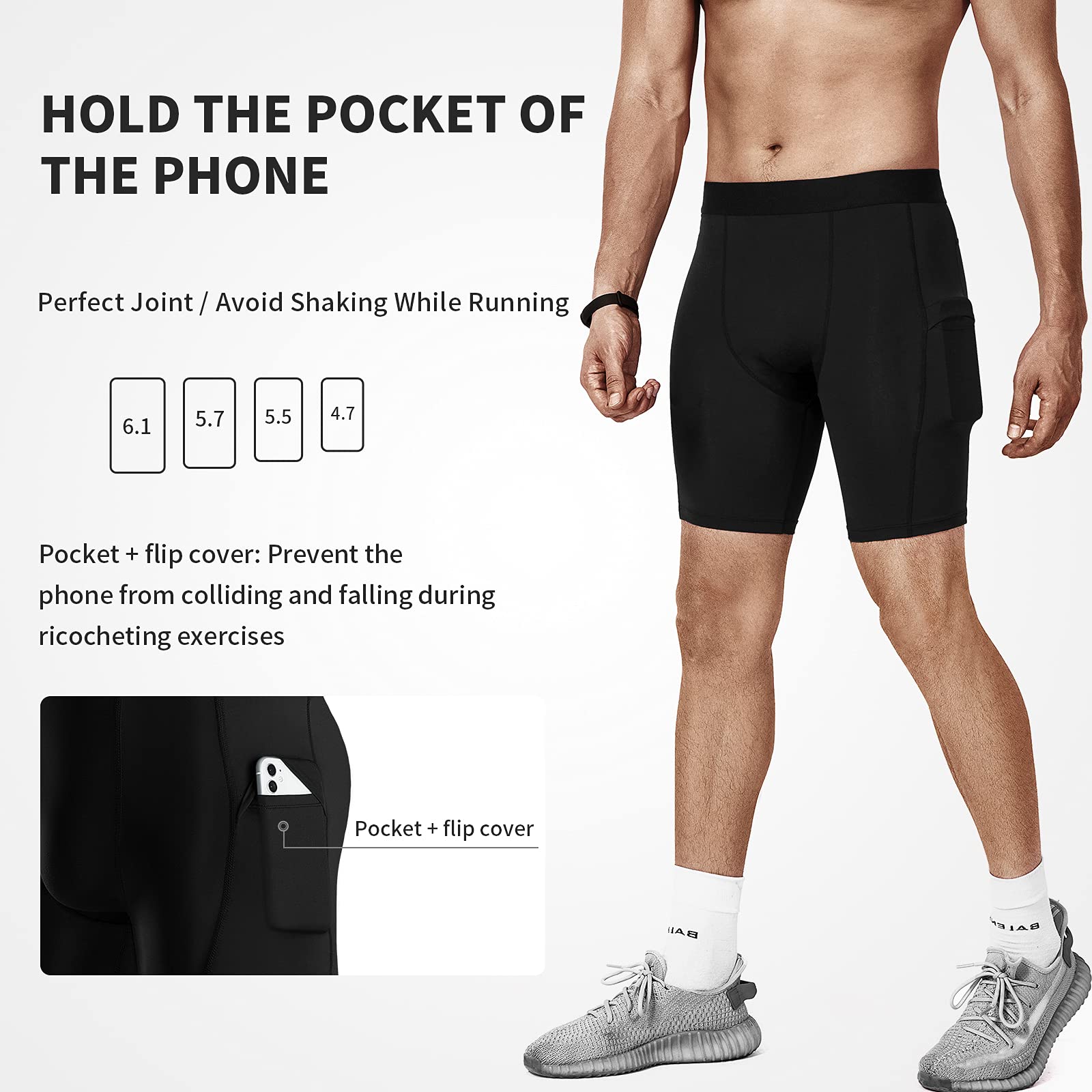 Niksa Lot de 3 Shorts de Compression pour Hommes Short de Compression à Séchage Rapide et Respirant Short de Sport Ajusté avec Poches pour Téléphone Portable Short de Course Basique pour Le Cyclisme - fitnessterapy