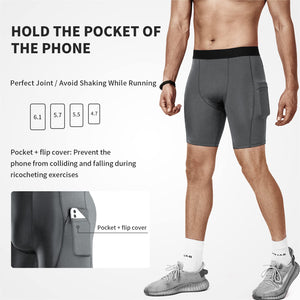 Niksa Lot de 3 Shorts de Compression pour Hommes Short de Compression à Séchage Rapide et Respirant Short de Sport Ajusté avec Poches pour Téléphone Portable Short de Course Basique pour Le Cyclisme - fitnessterapy