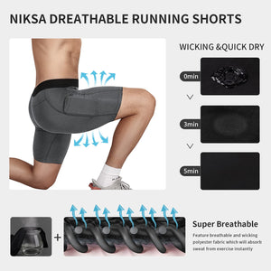 Niksa Lot de 3 Shorts de Compression pour Hommes Short de Compression à Séchage Rapide et Respirant Short de Sport Ajusté avec Poches pour Téléphone Portable Short de Course Basique pour Le Cyclisme - fitnessterapy