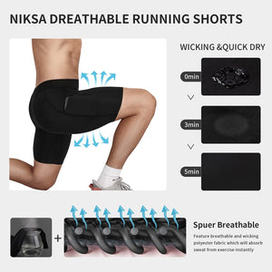 Niksa Lot de 3 Shorts de Compression pour Hommes Short de Compression à Séchage Rapide et Respirant Short de Sport Ajusté avec Poches pour Téléphone Portable Short de Course Basique pour Le Cyclisme - fitnessterapy