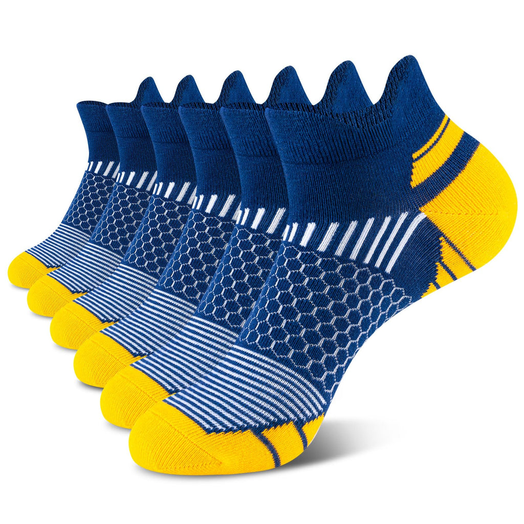 Niofind Chaussettes Homme, Rembourré Chaussettes Basses Courtes en Coton pour Socquettes Respirantes Anti - Cloques Chaussettes de Cheville pour Sport 6 Paires - fitnessterapy